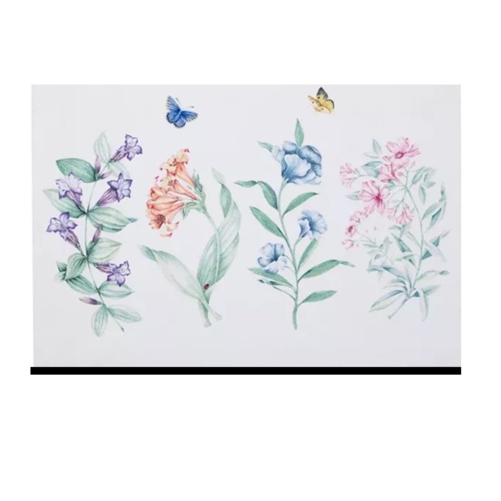 NEW Set of 4 Lenox Butterfly Meadow Placemats White Floral Cork Backed decor